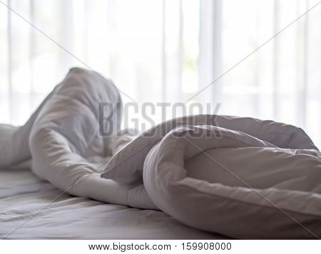Bed sheet and pillow messed up in the morning