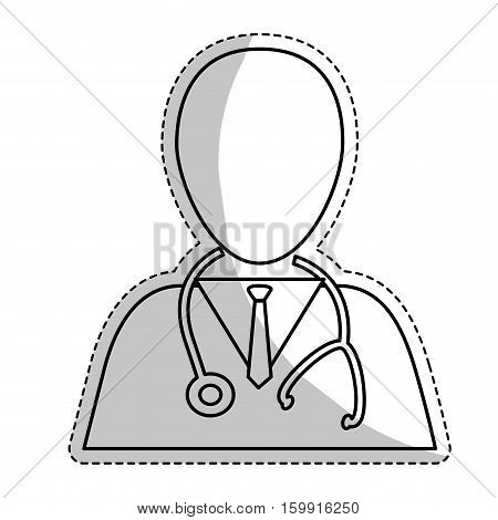 sticker of medical doctor with sthetoscope icon over white background. vector illustration