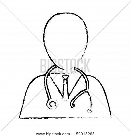 medical doctor with sthetoscope icon over white background. vector illustration