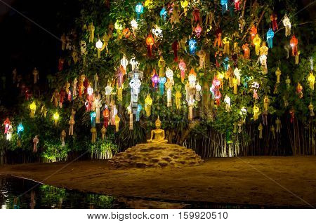 Floating lantern in Wat Phan Tao Temple, Chiangmai,Thailand