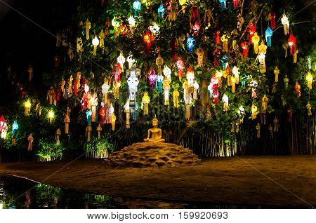 Floating lantern in Wat Phan Tao Temple, Chiangmai,Thailand