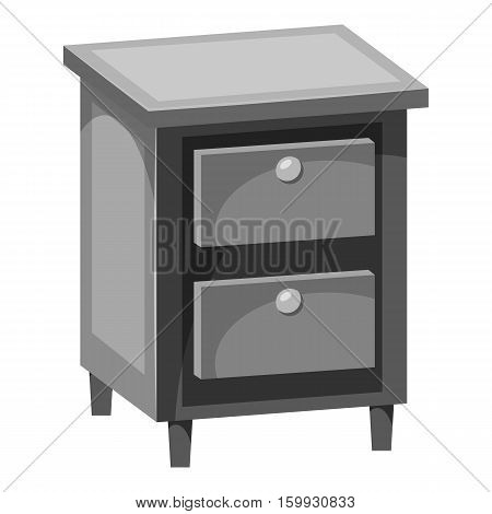 Chest of drawers icon. Gray monochrome illustration of chest of drawers vector icon for web