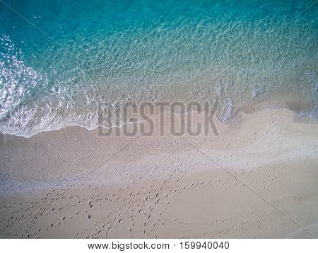 Aerial of the amazing Porto Katsiki beach in Lefkada island Greece