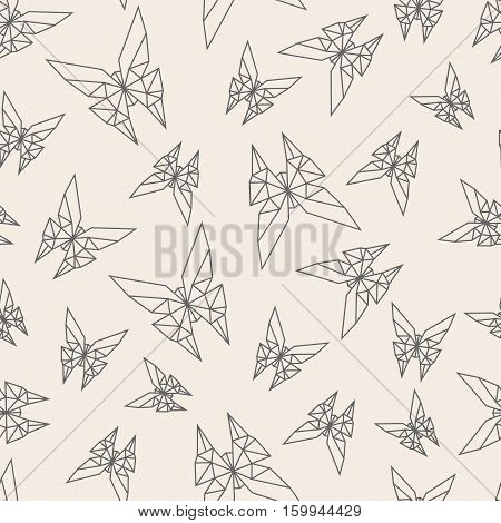 Stock vector seamless pattern paper origami butterfly