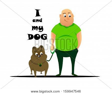 i and my dog.Vector illustration, cartoon characters