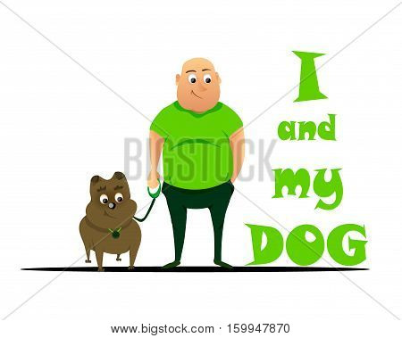 i and my dog.Vector illustration, cartoon characters