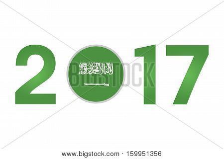 New Year 2017 with Saudi Arabia Flag Isolated on White Background - Vector Illustration