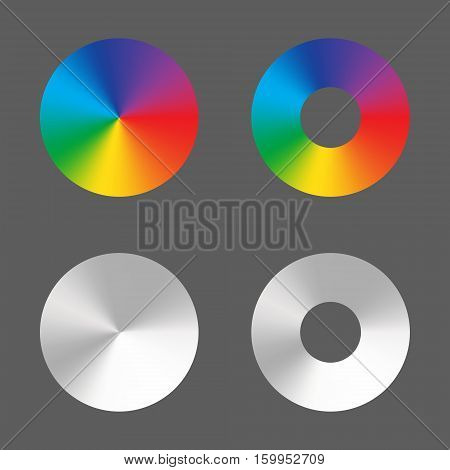 Radial gradient vector circle ring rainbow and monochrome. Vector illustration.
