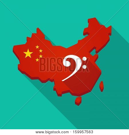 Long Shadow China Map With An F Clef