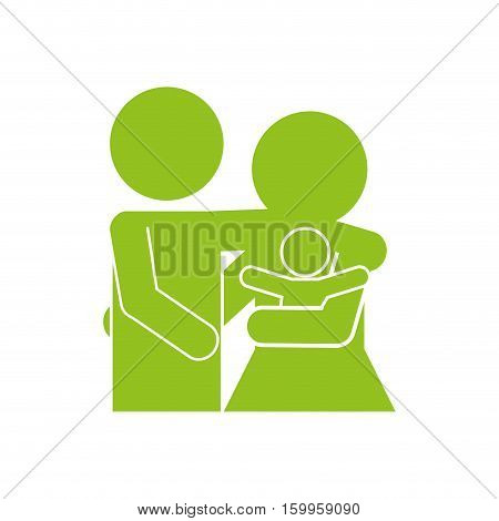 happy couple with new born icon over white background. pictogram design. vector illustration