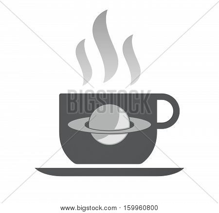 Isolated Coffee Cup With The Planet Saturn