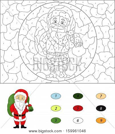 Christmas Santa (st Nicolas). Color By Number Educational Game For Kids