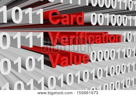 Card Verification Value in the form of binary code, 3D illustration