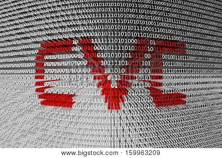 CVC in the form of binary code, 3D illustration