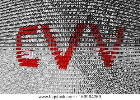 CVV in the form of binary code, 3D illustration