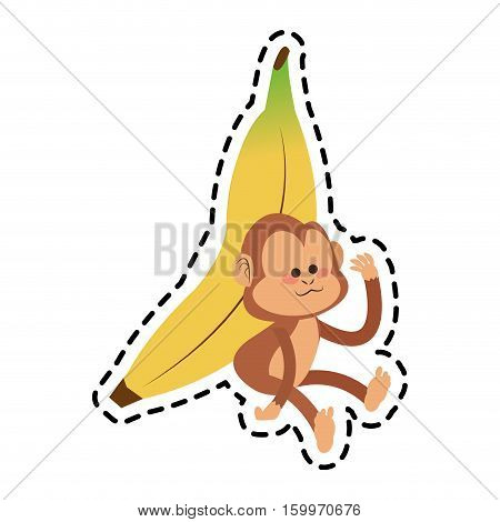 Monkey cartoon icon. Animal wildlife aple and wild theme. Isolated design. Vector illustration