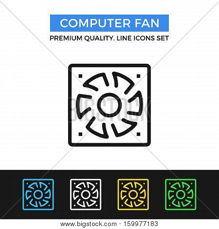 Vector computer fan icon. Cooling system concept. simple thin line icons set for websites, web design, mobile app, infographics