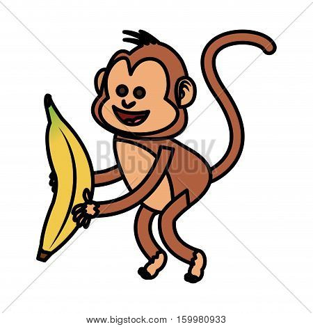 Monkey cartoon icon. Animal wildlife aple and wild theme. Isolated design. Vector illustration