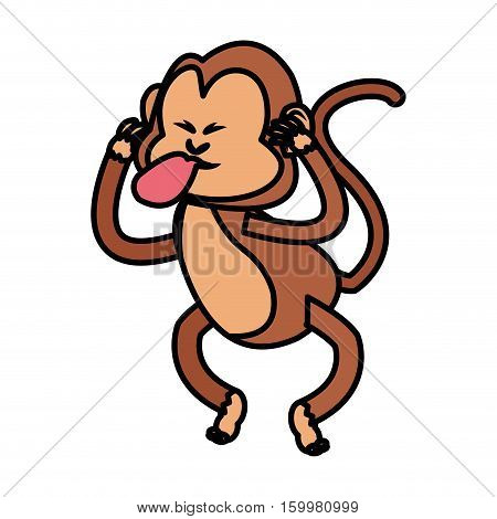 Monkey cartoon icon. Animal wildlife aple and wild theme. Isolated design. Vector illustration