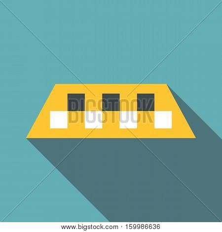 Yellow checker taxi icon. Flat illustration of yellow checker taxi vector icon for web