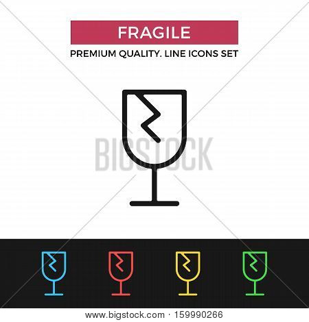 Vector fragile icon. Packaging symbols concept. Premium quality graphic design. Modern signs, outline symbols collection, simple thin line icons set for websites, web design, mobile app, infographics