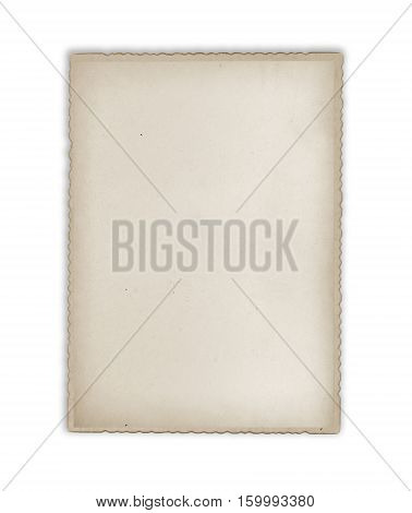 Old aper sheet or card isolated on white.