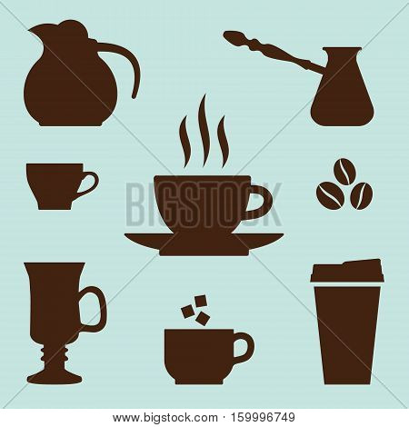 Coffee Icons Set. Vector elements for coffee time design.