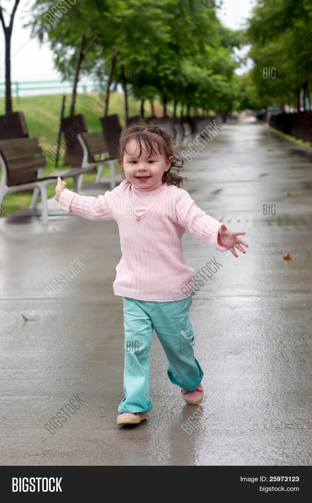 Little Girl Rushing Little Girl Running On Image & Photo (Free Trial) | Bigstock