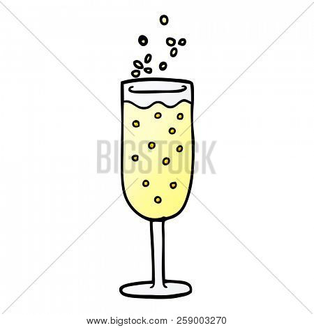 cartoon doodle champagne flute