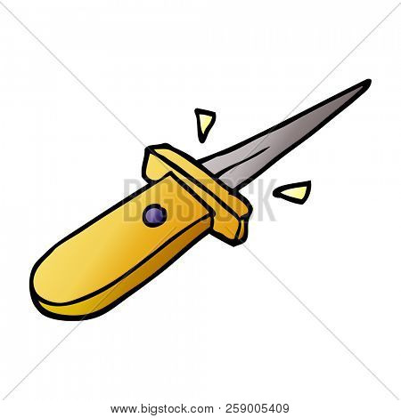 cartoon doodle flick knife snapping open