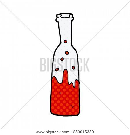 cartoon doodle bottle with sloshing wine