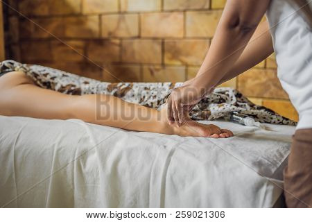 Total Relaxation. Beautiful Young Wwoman Get Balinese Or Thai Massage