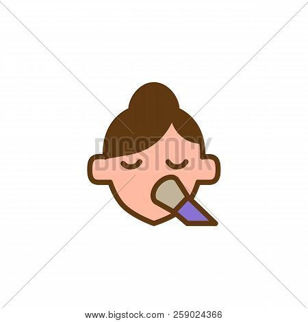Woman Doing Make Up Filled Outline Icon, Line Vector Sign, Linear Colorful Pictogram Isolated On Whi