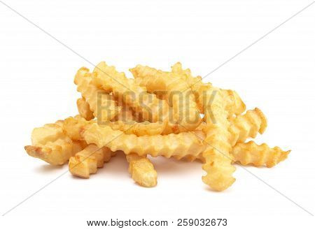 Crinkle Fries Isolated On A White Background