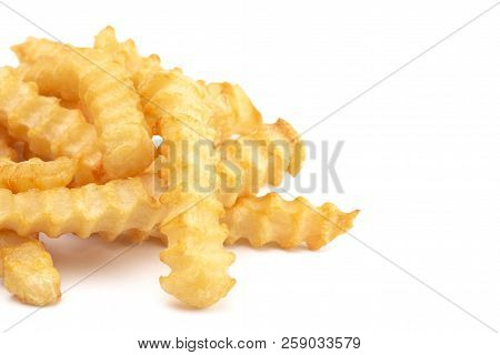 Crinkle Fries Isolated On A White Background