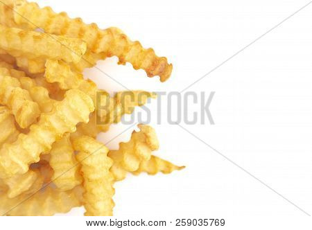 Crinkle Fries Isolated On A White Background