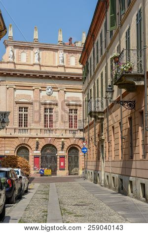The Old Center Of Vercelli On Italy