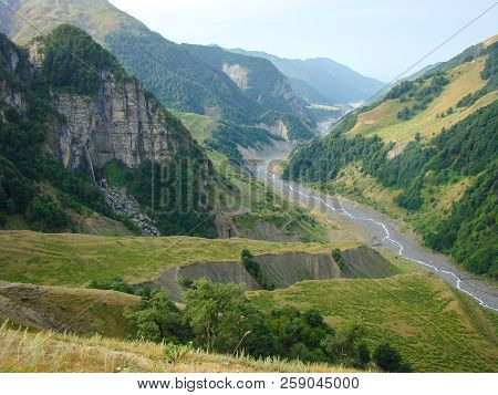 Mujuh Waterfall,beautiful Scenery, View Of The Valley Of The Damiraparanchay River From A Height