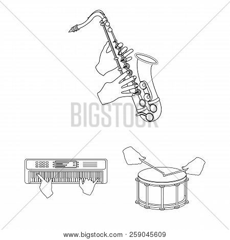 Manipulation By Hands Outline Icons In Set Collection For Design. Hand Movement Vector Symbol Stock 