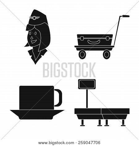 Vector Illustration Of Airport And Airplane Icon. Set Of Airport And Plane Vector Icon For Stock.