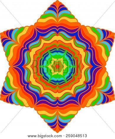 Lacy Mandala. Round Rainbow Colors Pattern. Vintage Decorative Element For Web, Prints, Cards, Poste