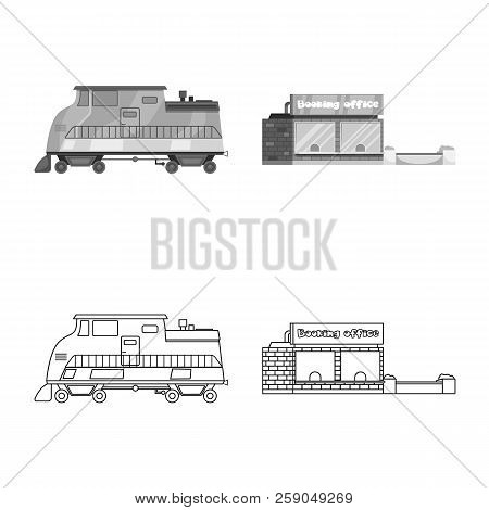 Vector Illustration Of Train And Station Logo. Set Of Train And Ticket Stock Symbol For Web.