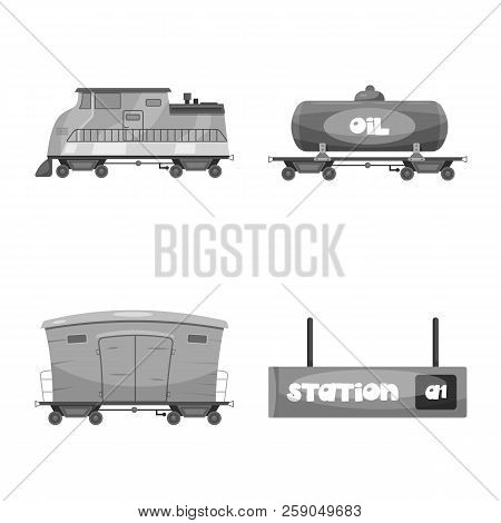 Vector Illustration Of Train And Station Logo. Collection Of Train And Ticket Vector Icon For Stock.