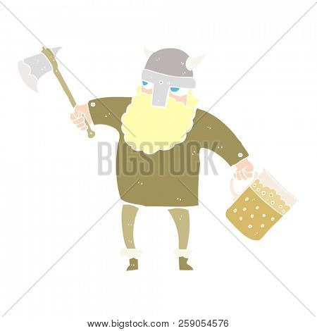 flat color illustration of drunk viking