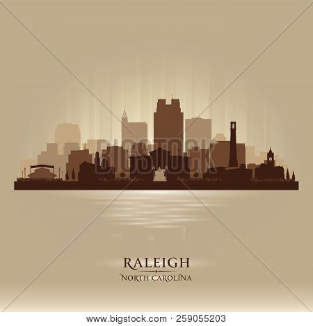 Raleigh North Carolina City Skyline Vector Silhouette