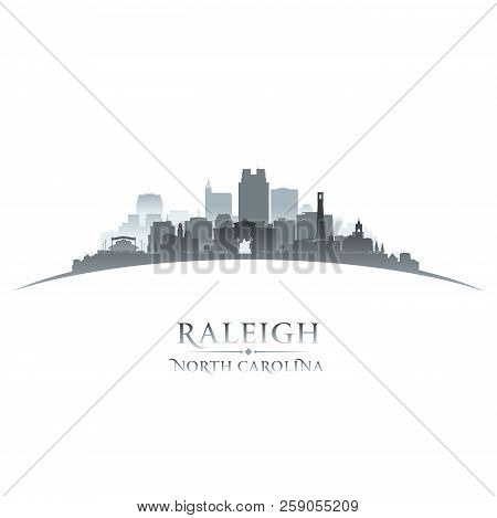 Raleigh North Carolina City Silhouette White Background
