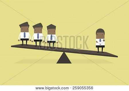 One African Businessman On One Side Of Weighing Scale Is Heavier Than Many Executives The Other Side