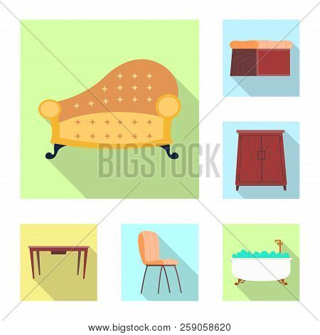 Vector Illustration Of Furniture And Apartment Icon. Set Of Furniture And Home Vector Icon For Stock
