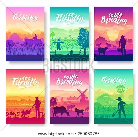 Farming Life Brochure Cards Set. Take Care Of The Garden Template Of Flyear, Magazines, Poster, Book
