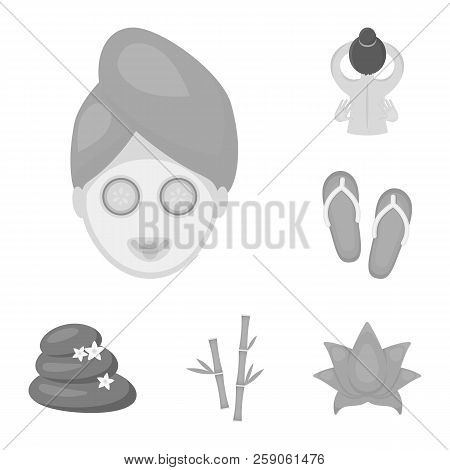 Spa Salon And Equipment Monochrome Icons In Set Collection For Design. Relaxation And Rest Vector Sy